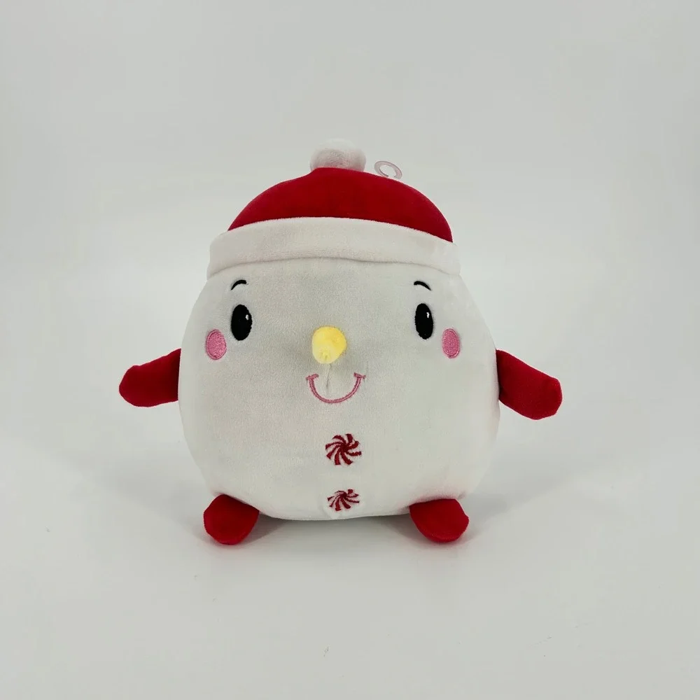 Snowman Plush Santa Hat Peppermint Buttons Christmas 7 Inch